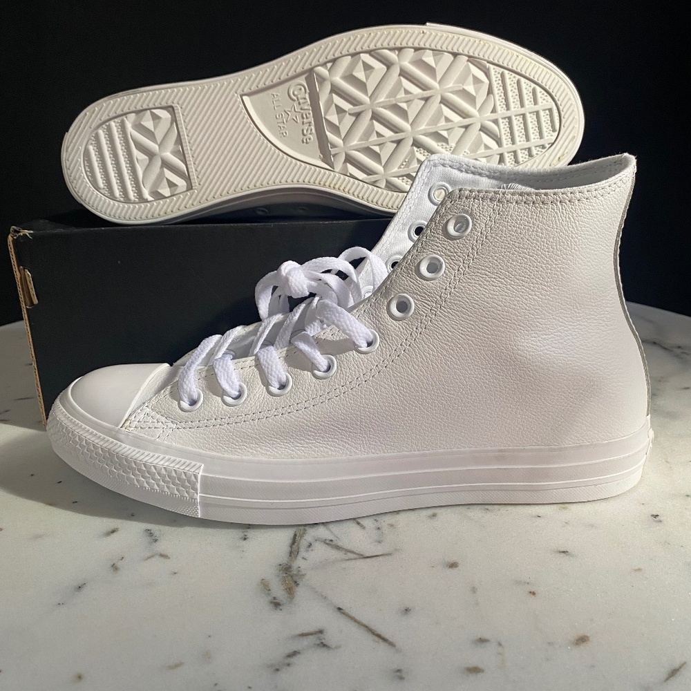 All white leather converse